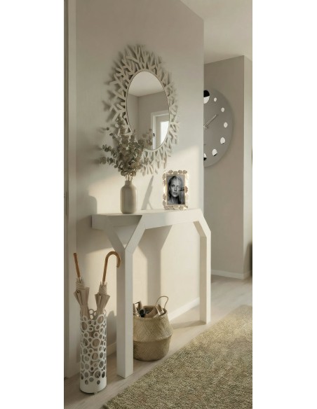 Arti & Mestieri - Specchio da parete Coral-sabbia ∅ 90 cm , specchio ∅ cm 71