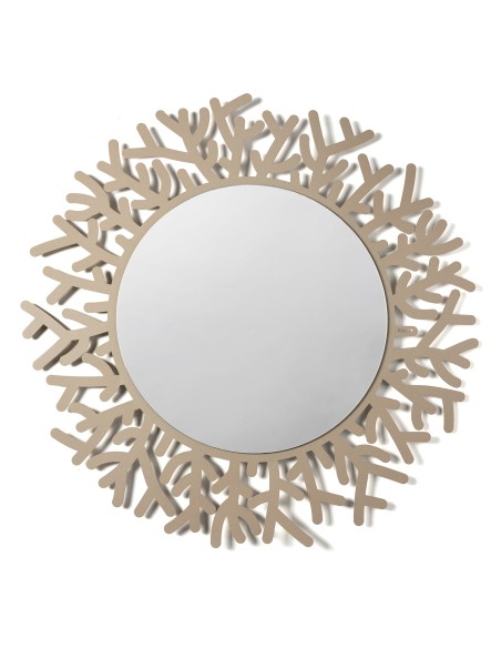 Arti & Mestieri - Specchio da parete Coral-beige ∅ 90 cm , specchio ∅ cm 71
