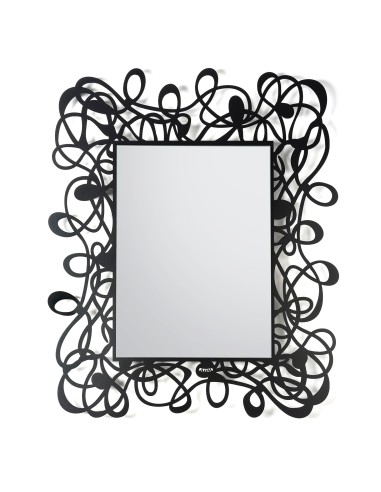 Arti & Mestieri - Specchio da parete Scarabocchio-nero-80 x 96 cm di altezza, specchio 42 x 58 cm di altezza