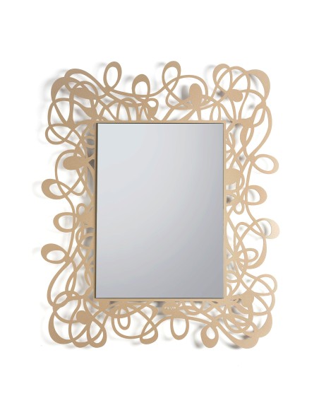 Arti & Mestieri - Specchio da parete Scarabocchio-beige 80 x 96 cm di altezza, specchio 42 x 58 cm di altezza