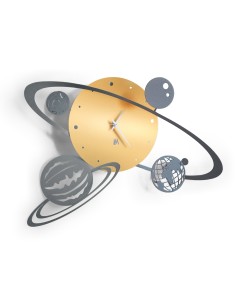 Arti & Mestieri - Orologio da parete di design Sistema Solare fango/oro trasparente 50x36Hx8P cm