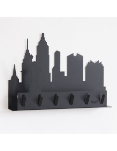 Arti & Mestieri - Portachiavi moderno da parete "New York" colore nero 35 x 27 cm di altezza