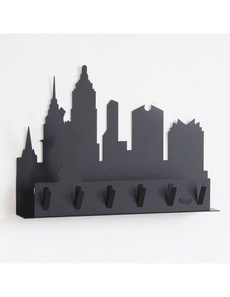 Arti & Mestieri - Portachiavi moderno da parete "New York" colore nero 35 x 27 cm di altezza