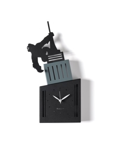 Arti & Mestieri - Orologio da parete di design King Kong nero/petrolio/nero 21x5x40h cm