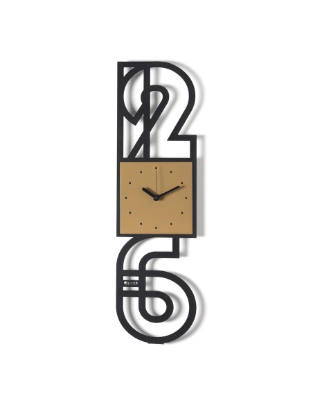 Arti & Mestieri - Orologio da parete di design Neville nero/oro laccato 20x70h cm