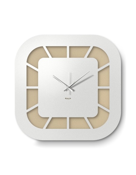 Arti & Mestieri - Orologio da parete minimal Exo crema/bianco marmo 50x50h cm