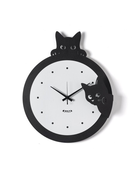 Arti & Mestieri - Orologio da parete di design Silvestro nero/bianco marmo 41x50h cm