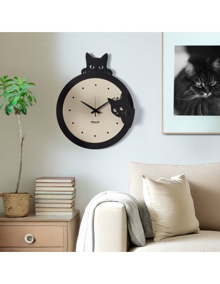 Arti & Mestieri - Orologio da parete di design Silvestro nero/bianco marmo 41x50h cm
