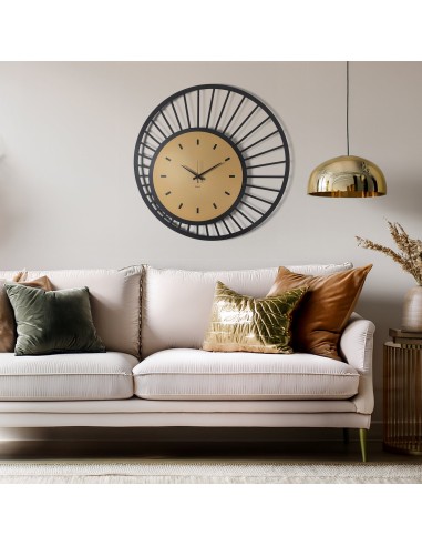 Arti & Mestieri - Orologio da parete di design Ray  nero/bianco marmo ⌀ 70 cm