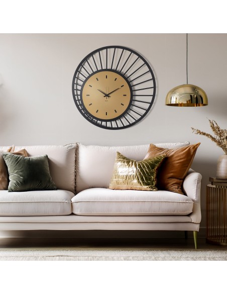 Arti & Mestieri - Orologio da parete di design Ray  nero/bianco marmo ⌀ 70 cm