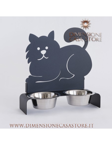 Arti & Mestieri - Porta ciotole per gatti-32 x-nero 13 x 33 cm di altezza