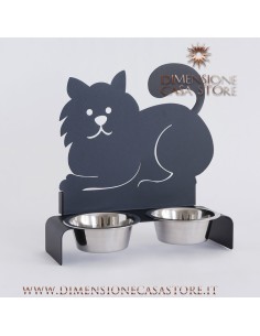 Arti & Mestieri - Porta ciotole per gatti-32 x-nero 13 x 33 cm di altezza