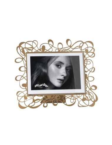 Arti & Mestieri - Portafoto Scarabocchio grande orizzontale oro laccato 26x22h cm (18x13h cm formato foto)