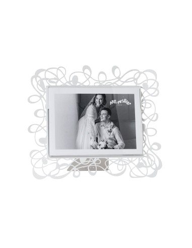 Arti & Mestieri - Portafoto Scarabocchio grande orizzontale bianco marmo 26x22h cm (18x13h cm formato foto)
