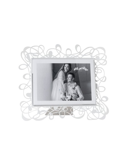 Arti & Mestieri - Portafoto Scarabocchio grande orizzontale bianco marmo 26x22h cm (18x13h cm formato foto)