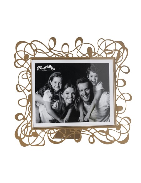 Arti & Mestieri - Portafoto Scarabocchio maxi orizzontale oro laccato  36x32,5h cm (25x20h cm formato foto)