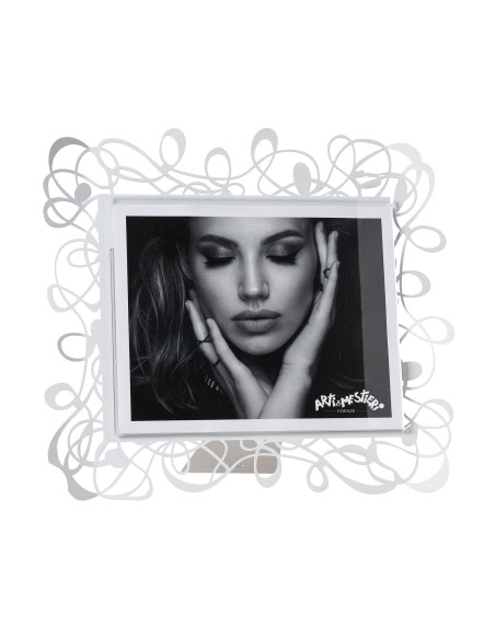 Arti & Mestieri - Portafoto Scarabocchio maxi orizzontale bianco marmo  36x32,5h cm (25x20h cm formato foto)