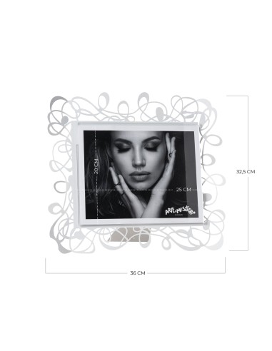 Arti & Mestieri - Portafoto Scarabocchio maxi orizzontale bianco marmo  36x32,5h cm (25x20h cm formato foto)