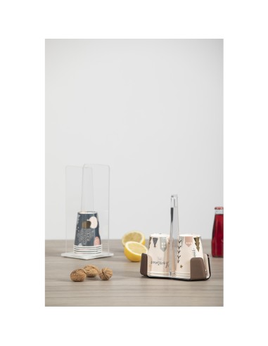 Vesta Home - Portabicchieri Doppio Like Water·marrone Monosatinato·18 X 9 X 20,5 H Th. 5 Mm