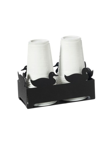 Arti & Mestieri - Porta bicchieri Duck-16x8x7,5h cm-nero