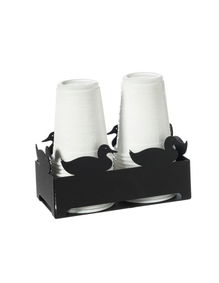 Arti & Mestieri - Porta bicchieri Duck-16x8x7,5h cm-nero