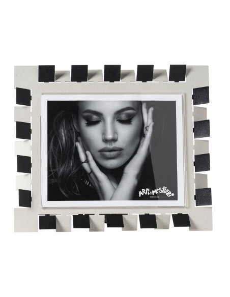 Arti & Mestieri - Portafoto Vertigo maxi orizzontale avorio/nero 34,5x29,5h cm (20x25h cm formato foto)