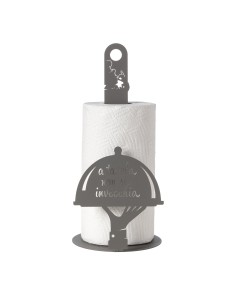 Arti & Mestieri - Porta rotolo da cucina "A tavola non si invecchia" fango ⌀ 15x33h cm