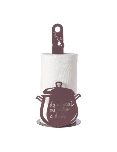 Arti & Mestieri - Porta rotolo da cucina "Da domani mi metto a dieta" ametista ⌀ 15x33h cm