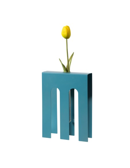 Arti & Mestieri - Vaso portafiore decorativo De Chirico-18x6x25h cm (⌀-blu oltremare 25mm per la fiala)