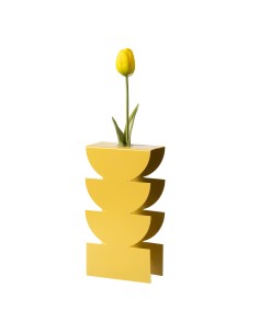 Arti & Mestieri - Vaso portafiore decorativo Memphis-12,5x6x25h cm (⌀-ocra 25mm per la fiala)