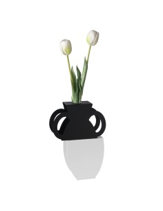 Arti & Mestieri - Vaso portafiore decorativo Cribbio bianco marmo/nero 17,5x6x25h cm (⌀ 25mm per la fiala)