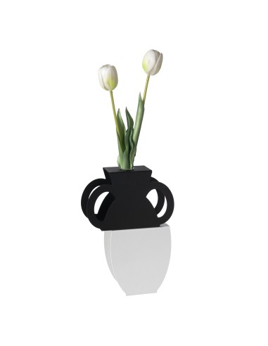 Arti & Mestieri - Vaso portafiore decorativo Cribbio bianco marmo/nero 17,5x6x25h cm (⌀ 25mm per la fiala)