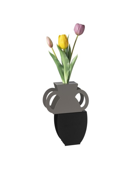 Arti & Mestieri - Vaso portafiore decorativo Cribbio nero/fango 17,5x6x25h cm (⌀ 25mm per la fiala)