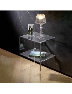 Vesta Home - Comodino Vega 2.0·trasparente·39 X 28,5 X 51 H Th. Structure 8 Mm Th. Shelf 10 Mm 2