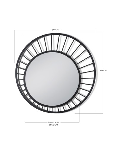 Arti & Mestieri - Specchio moderno da parete Ray beige ⌀ 90cm (⌀ 60cm specchio)