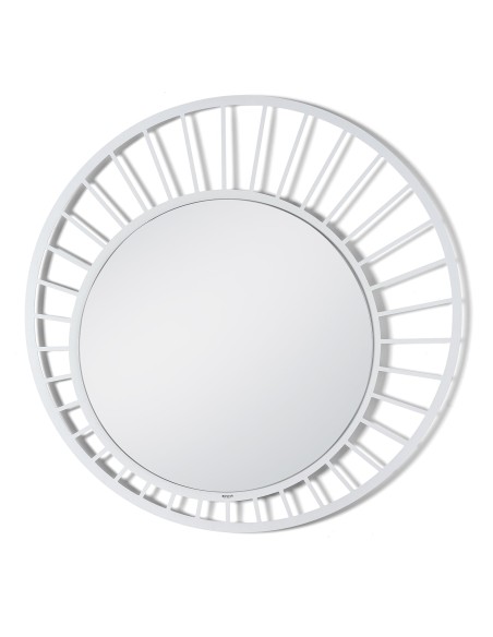 Arti & Mestieri - Specchio moderno da parete Ray bianco marmo ⌀ 90cm (⌀ 60cm specchio)