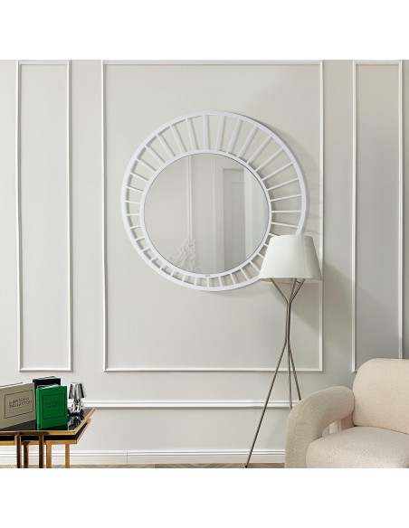 Arti & Mestieri - Specchio moderno da parete Ray fango ⌀ 90cm (⌀ 60cm specchio)