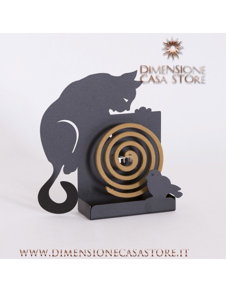 Arti & Mestieri - Porta Zampirone Gatto da tavolo-20x5x20-nero