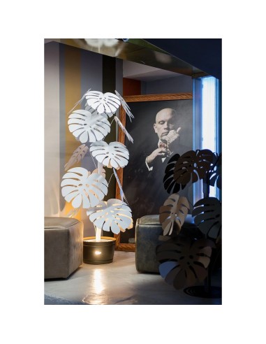 Arti & Mestieri - Lampada da terra moderna Monstera con vaso porta lampada beige-Diametro 60 x 170 cm di altezza