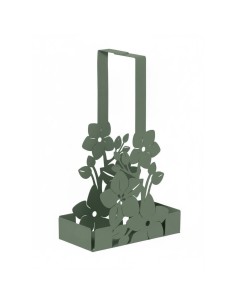 Arti & Mestieri - Porta bicchieri floreale di design Fior di Loto verde salvia 8 x 16 x 27 cm di altezza