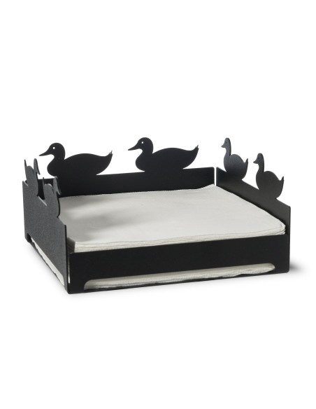 Arti & Mestieri - Portatovaglioli piccolo Duck-17x17x8h cm-nero