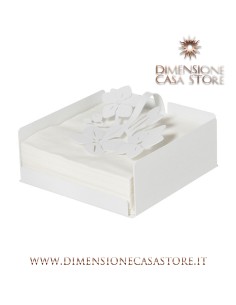 Arti & Mestieri - Portatovaglioli Fior di Loto-bianco marmo 17x17Px12H