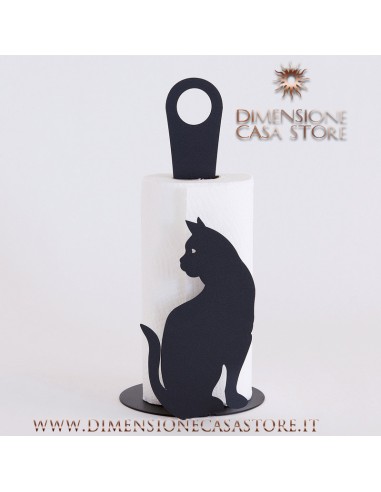Arti & Mestieri - Porta rotoli da cucina Gatto-Diametro-nero 15 x 33 cm di altezza