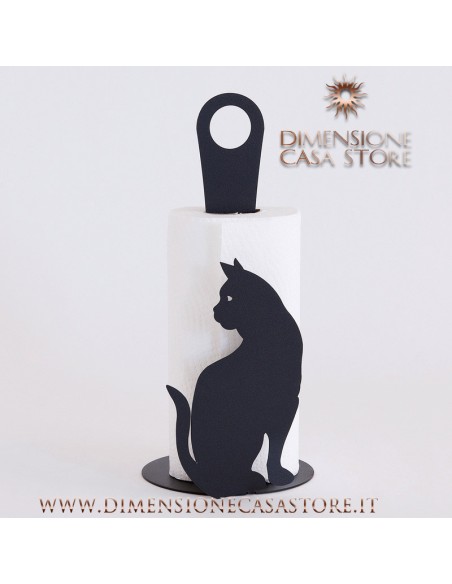 Arti & Mestieri - Porta rotoli da cucina Gatto-Diametro-nero 15 x 33 cm di altezza