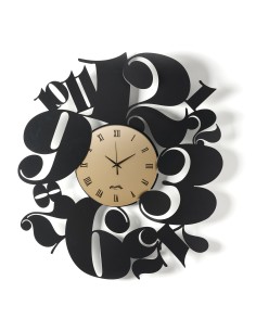 Arti & Mestieri-Orologio da parete Bodoni nero/velour luxe bronzo 62 x 70 cm di altezza - ∅ cm 24 quadrante