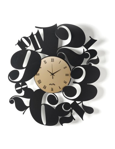 Arti & Mestieri-Orologio da parete Bodoni nero/velour luxe bronzo 62 x 70 cm di altezza - ∅ cm 24 quadrante