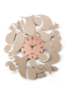 Arti & Mestieri-Orologio da parete Diana beige/velour luxe rosa cm 62x70H- Ø24 quadrante