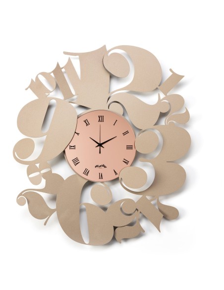 Arti & Mestieri-Orologio da parete Diana beige/velour luxe rosa cm 62x70H- Ø24 quadrante