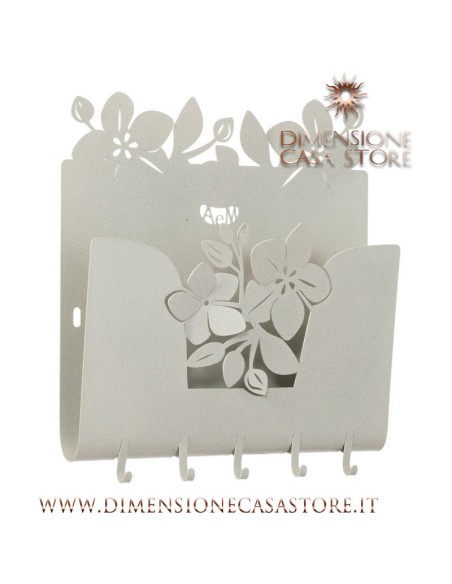Arti & Mestieri - Cassetta portachiavi moderna Fior di Loto-28 x-avorio 5 x 24 cm di altezza