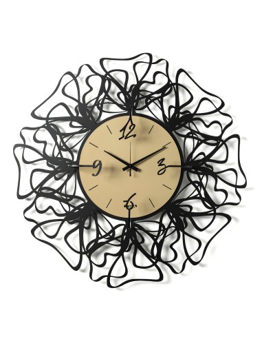 Arti & Mestieri-Orologio da parete particolare Linea nero/miele Ø69 cm